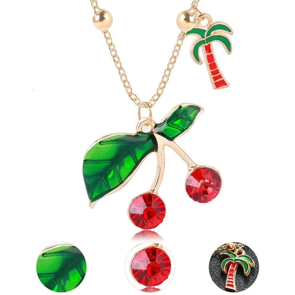 Женское ожерелье с подвеской в виде фруктовой вишни, ожерелье на удачу, женские трендовые ювелирные изделия, индивидуальная цепочка, ожерелье для подарков, холодный цвет