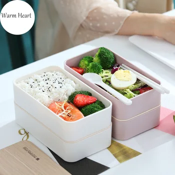 

Pink/White Lunch Box Tableware Health Eco-friendly Portable Plastic Microwavable Dinnerware Set Bento Box Food Container For Kid