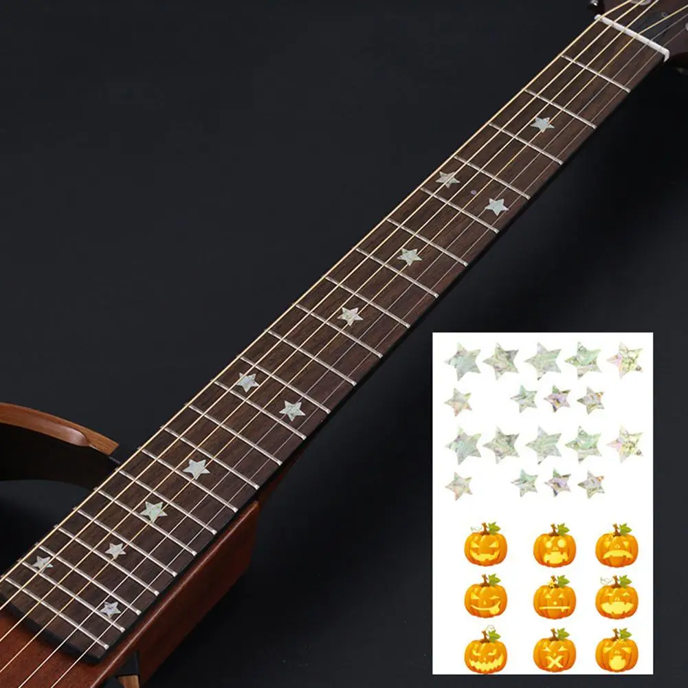 Гитарная наклейка гриф инкрустация наклейки электрическая гитара бас гриф наклейка s наклейки для гитары украшения аксессуары для гитары - Цвет: pumpkin