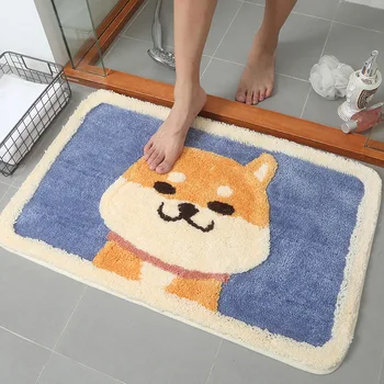 

Cartoon Dogs Indoor Entrance Doormat Shaggy Flocking Rugs Absorbent Foot Door Mat Machine Wash Anti-skid Kitchen Bathroom Rug