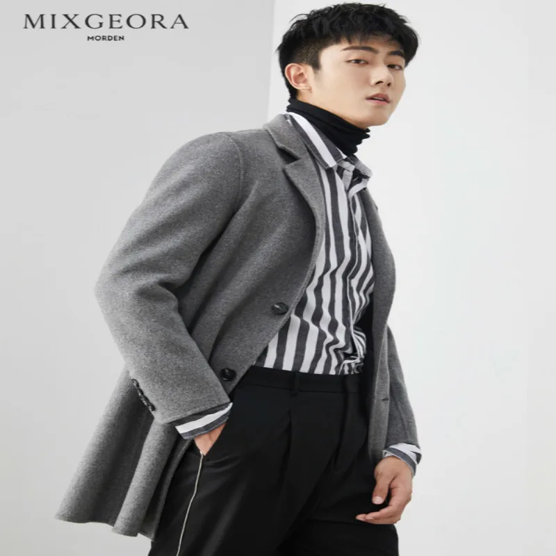 Casual Fashion 100% Wool Coat Men Clothes 2020 New Brand Winter Korean Long Woolen Jacket Man Abrigo Hombre Hiver 7096 | Мужская одежда