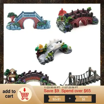

Aquarium Decoration Bridge Ornament for Fish tank, Chinese Culture Tree/Pavilion/Maoting/Rope Bridge View Scenery Landscape