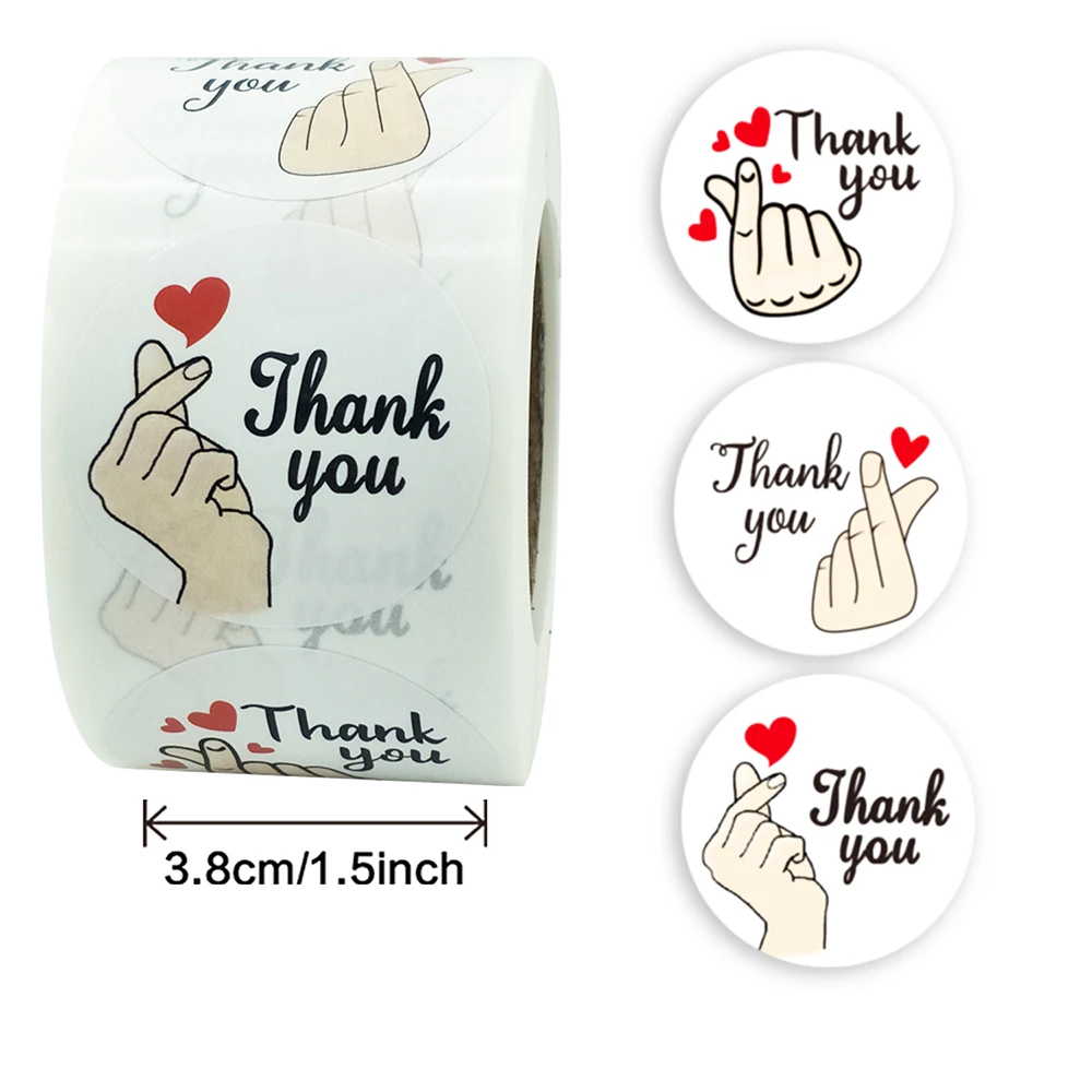 

Red Love Thank You Cute Stickers Label 500pcs/roll 3.8cm Wedding Party Gift Card Scrapbooking Decoration Stationery Sticker