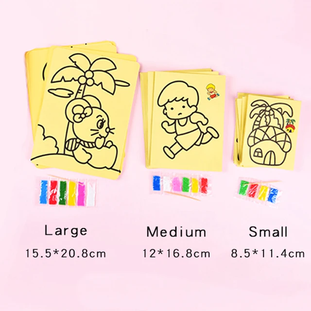 Creative DIY Sand Painting Kids Montessori Toys Children Crafts Doodle Colour Sand Art Pictures Drawing Paper Educational Toys 5