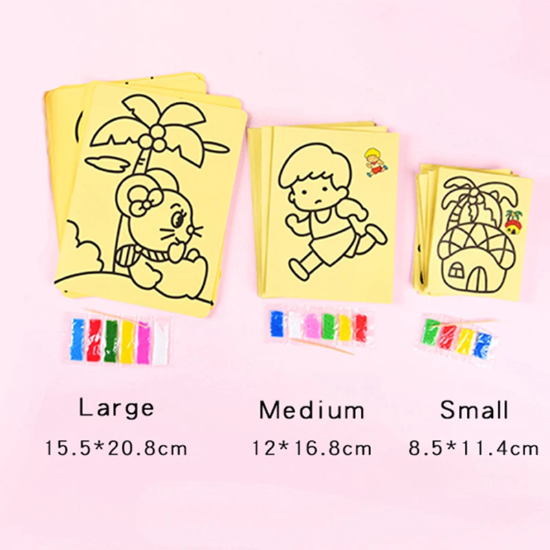 Creative DIY Sand Painting Kids Montessori Toys Children Crafts Doodle Colour Sand Art Pictures Drawing Paper Educational Toys 5
