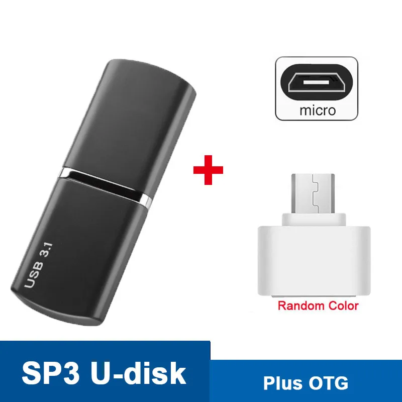 SP3-Gray-Plus-OTG Новое поступление USB твердотельный накопитель 128 ГБ Высокое Скорость Cle USB 3,1 до 350 МБ/с. металлическая подвеска Безразмерные; ; Прямая поставка; флэш-накопитель ФЛЕШКА флешка мини small usb - Цвет: SP3-Gray-Plus-OTG