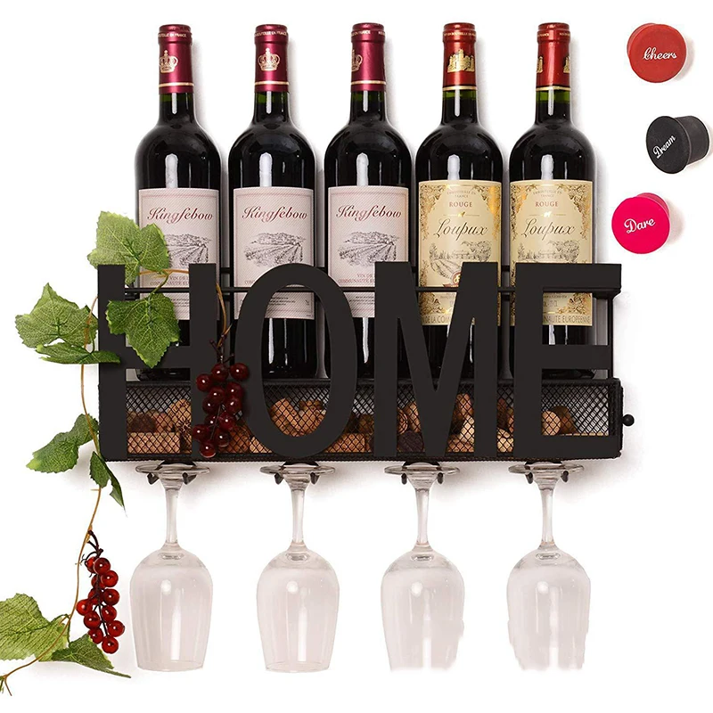 

Wall Mounted Wine Rack Wine Bottle Holder Metal Shelf Glasses Goblet Holder Home Bar Decoration Storage Rack Wine Rack Stand