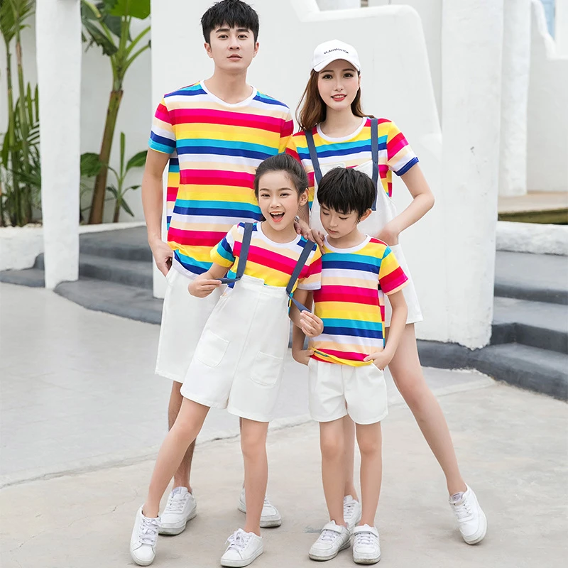 家族マッチング服2枚セットファッション虹tシャツパパと女の父息子ママ男の子子供の夏の服 Matching Family Outfits Aliexpress
