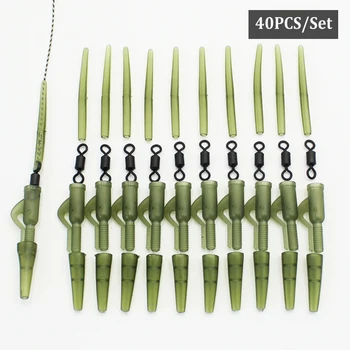 

40PCS/Set Carp Fishing Safety Lead Clip Rig Tail Rubber Cone Anti Tangle Sleeve Rolling Swivels Carp Rigs Making Accessories Kit