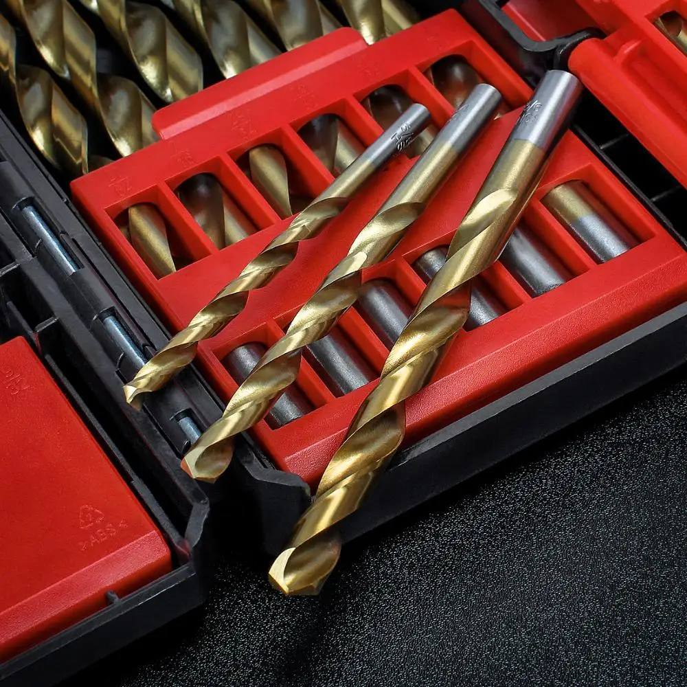 WORKPRO 29 PCS Drill Bit Set Titanium Coated HSS Drill Bit Set for Wood Plastic Aluminum Copper WORKPRO 29 PCS Drill Bit Set Titanium Coated HSS Drill Bit Set for Wood Plastic Aluminum Copper
