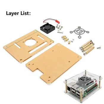 

For Raspberry Pi Cluster Case with Fan Kit 1- 4 layer Multi Layer Acrylic Stack Shell Enclosure For Raspberry Pi 4 Model B