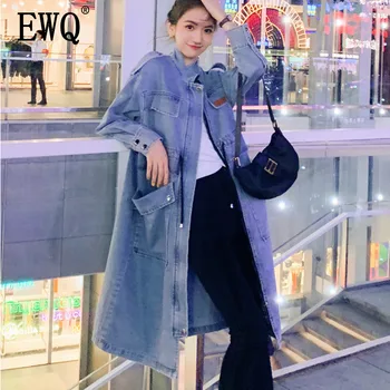 

[EWQ] 2020 Autumn Denim Jacket Female Korean Version Loose And Versatile Casual Mid-length Windbreaker Tide Ladies 3AE141