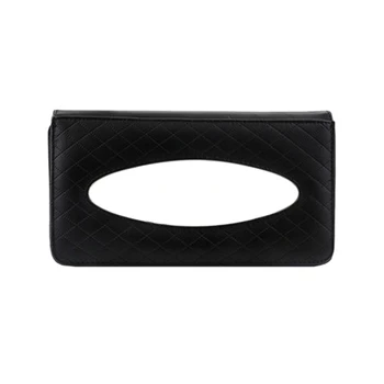 

1Pc Car Sunroof Tissue Box Sun Visor Hanging Tray Car Paper Towel Bag Leather Black