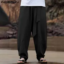 

INCERUN Handsome Well Fitting Men's Long Pants Casual Streetwear Loose Comeforable Trousers High Waist Solid Harem Pants S-5XL