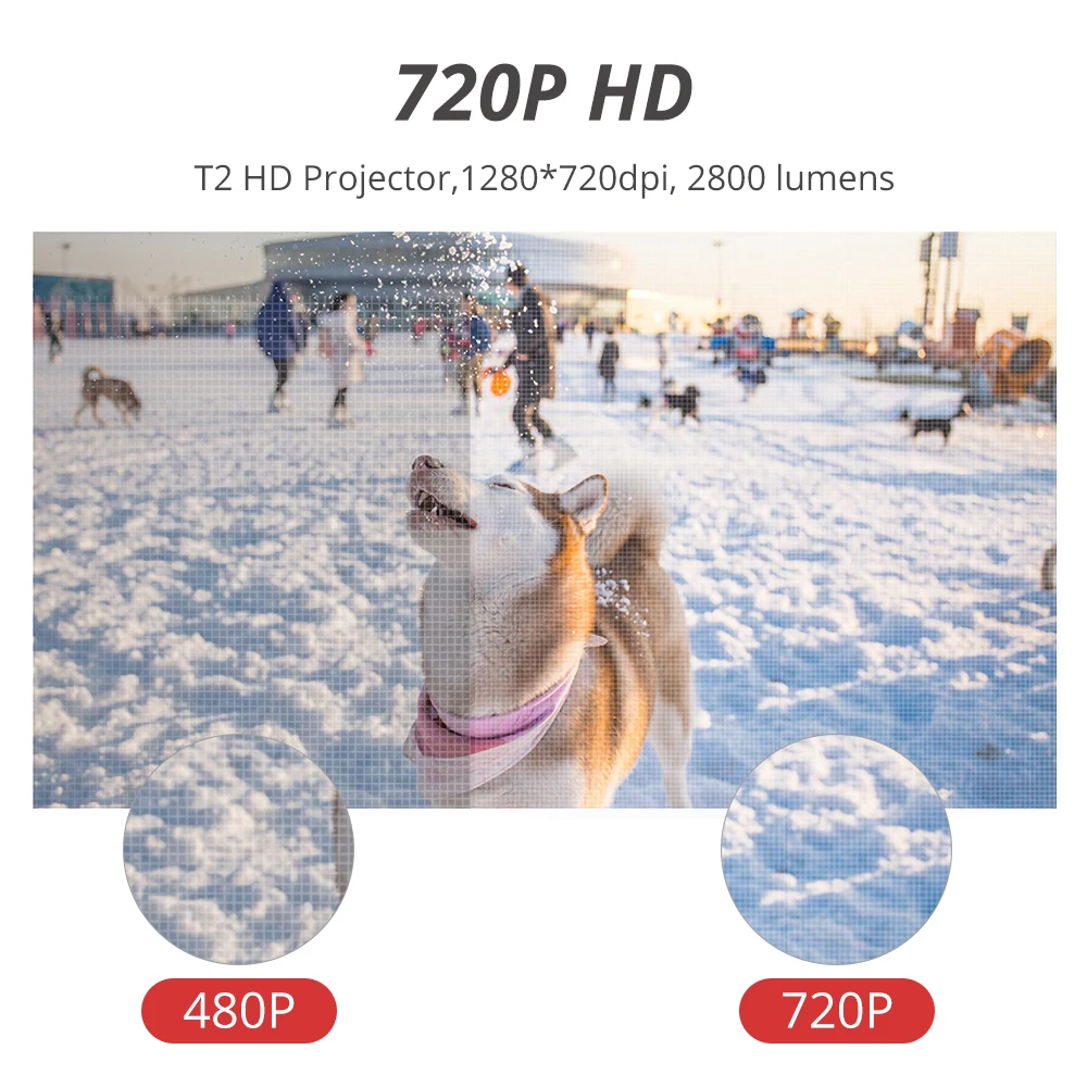 Light Unicorn T2 светодиодный мини проектор HD 1280x720p поддержка 1080P FHD проводной
