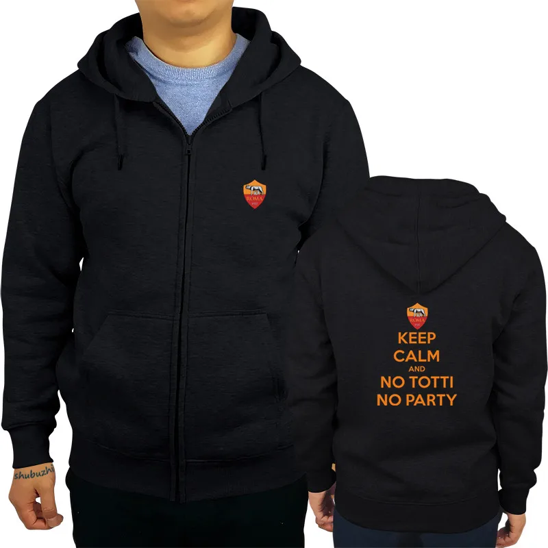 black КАК Roma Totti Keep Calm толстовки Весна и осень стиль хип-хоп мужские толстовки Топы Мультфильм хип-хоп повседневная куртка sbz8280 - Цвет: black