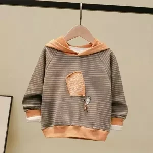 brown no velvet Детский свитер футболка в полоску для маленьких мальчиков и девочек г. Осенние детские пуловеры, футболки бархатный плотный свитер для малышей - Цвет: brown no velvet