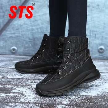 

STS Women's Winter Snow Boots Keep Warm Ankle Boot Women's Outdoor Waterproof Women With Fur Winter Ladies Sneakers Lace-Up