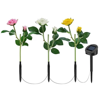 

Outdoor Solar Garden Light with 6 Roses LED Solar Lighting for Garden, Terrace (White, Pink and Yellow)