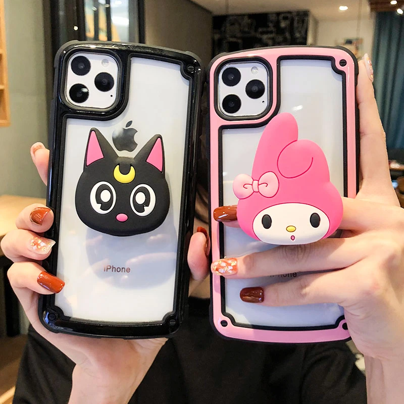 

For iphone 11 pro Max luna cat Full Cover armor case For iphone XS Max X XR 8 plus 7 6S sakura melody shockproof capa + stander