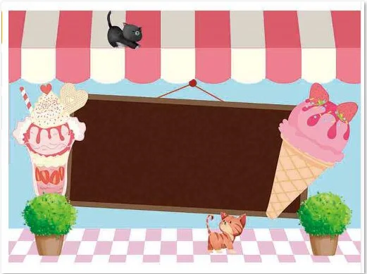 7x5FT Vintage Retro Brown Board Ice Cream Party Black Cat Personalized DIY Custom Photo Backdrop Background Vinyl 220cm X 150cm