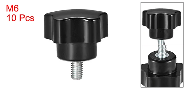 M6x10mm Uxcell 10 блоки из серии "Звездные войны", детские ручки M5/M6/M8/M10/M12 10/15/16/20/25/30/35/40/50 мм с наружной резьбой Сталь цинка серьги-гвоздики черный PP - Цвет: M6x10mm