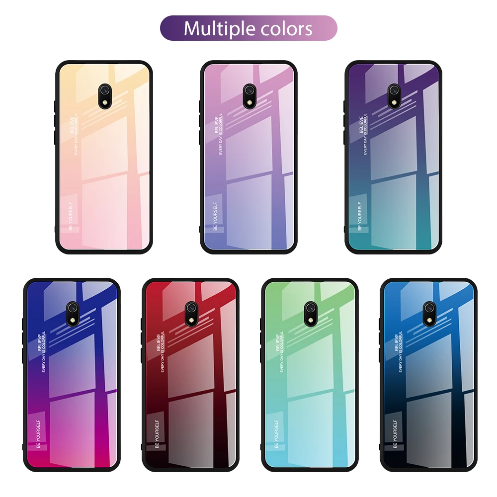 

For Redmi 5 Plus 8A 7A 6A Soft Frame Phone Back Cover For Xiaomi Redmi K20 Pro Note 5 6 7 8 Pro K20 Gradient Tempered Glass Case