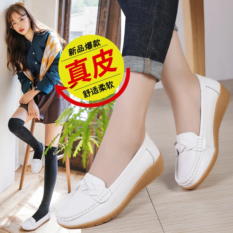 Women Genuine Leather Loafers Ballet Flats Spring Moccasins Casual Ballerina Sneakers