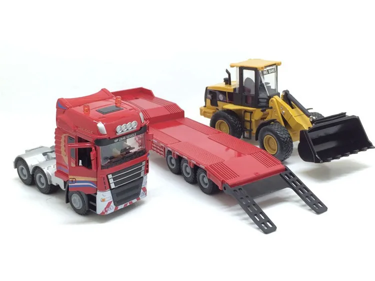 1:50 Flatbed Trailer Truck Toy Alloy Trailer Forklift Loader
