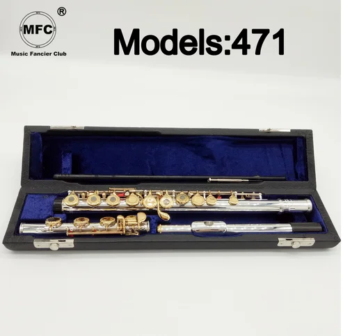 

Музыкальная Клубная флейта, 471 гравировка, ручная работа, позолоченные флейты, дужки B, открытые отверстия, 17 золотых ключей