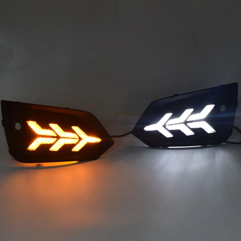 Автомобильный дневной ходовой светильник DRL светодиодный противотуманный фонарь с желтым поворотным сигналом для Volvo XC60