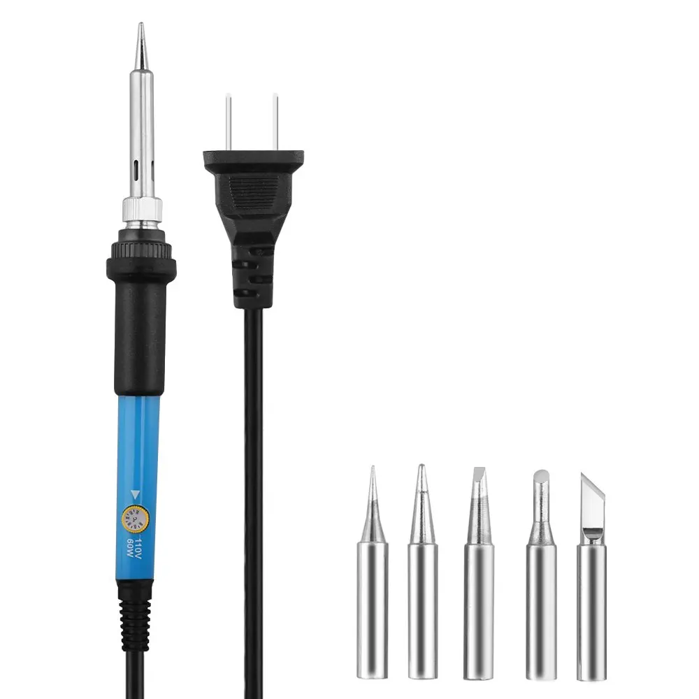 

Electric Soldering Iron Kit 110V 60W Soldering Iron with Adjustable Temperature Soldering Gun Welding Tool with 5 Solder tips