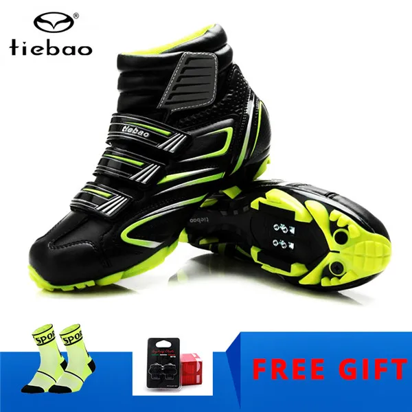 Tiebao Winter mountain bike shoes cycling sneakers men women self-locking warm snow cycling boots sapatilha ciclismo shoes - Color: Cleats for 1430 G