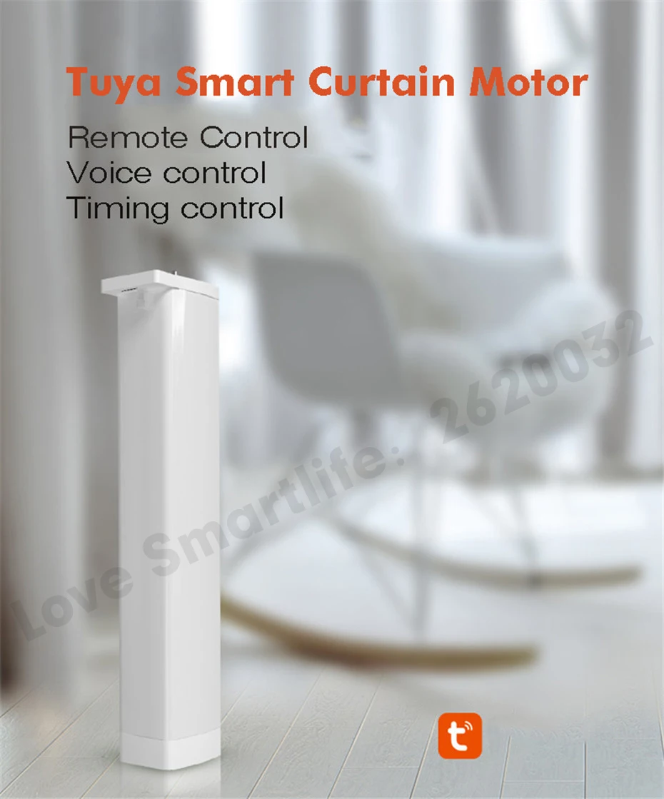 Tuya app wifi Electric Curtain Motor, Phone app RF433 Remote Control Voice control via alexa echo and Google Home Home Kit Siri for Smart Home-4