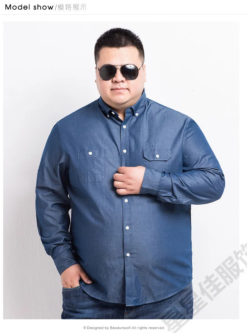 8XL 6XL 5XL весенне-осенняя мужская рубашка с длинными рукавами Модная Повседневная джинсовая рубашка мужская хлопковая рубашка больших размеров на пуговицах camisa masculina