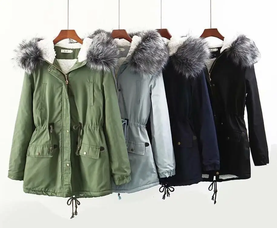 #*Cheap NEW 2019 Autumn and winter Europe and thicken hooded women #039;s jacket large fur collar long coat women #039;s warm women #039;s tops