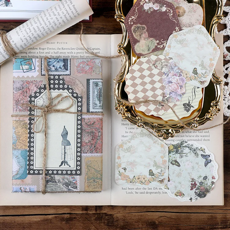 

32PCS Retro Floral Memo Pad 10*5cm DIY Journal Diary Decoration Marker Notes Gift
