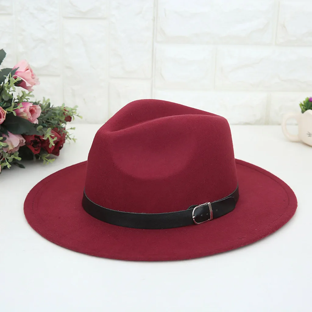 Женская шляпа s, джаз, Женская крученая шерстяная фетровая шляпа, Панама, шляпа с широкими полями, с поясом, шляпа с широкими полями, козырек, кепка для женщин
