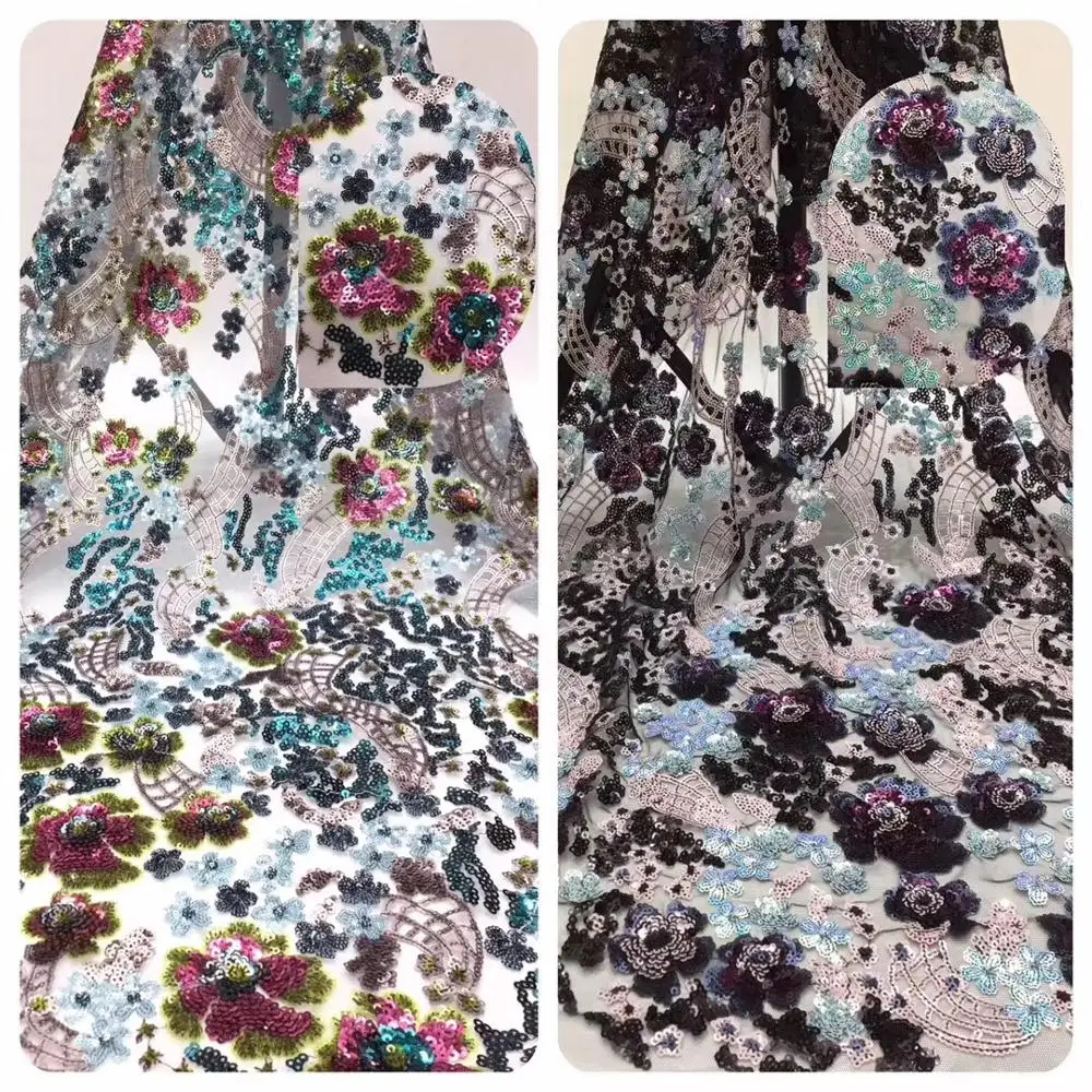 

Nigerian Lace Fabrics for Wedding 2018 African French Lace Fabric High Quality 3D Sequins Rose Pink Handwork Lace DYS248