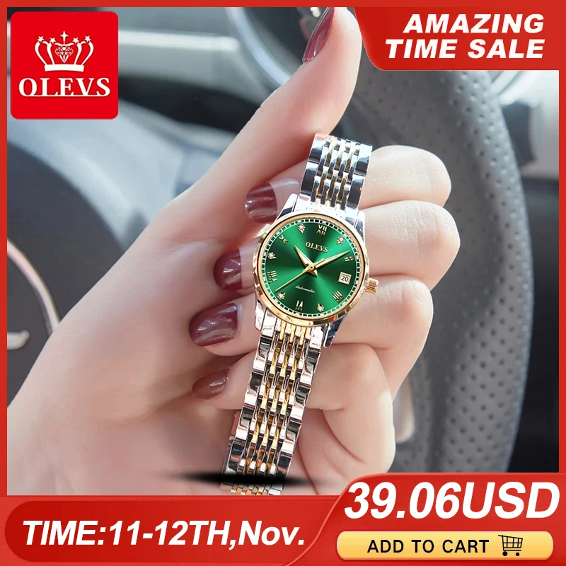 OLEVS Women Watches Mechanical Watch Luxury Bracelet Wrist Wristwatch Elegant Ladies Automatic Clock Watch Relogio Feminino afbeelding