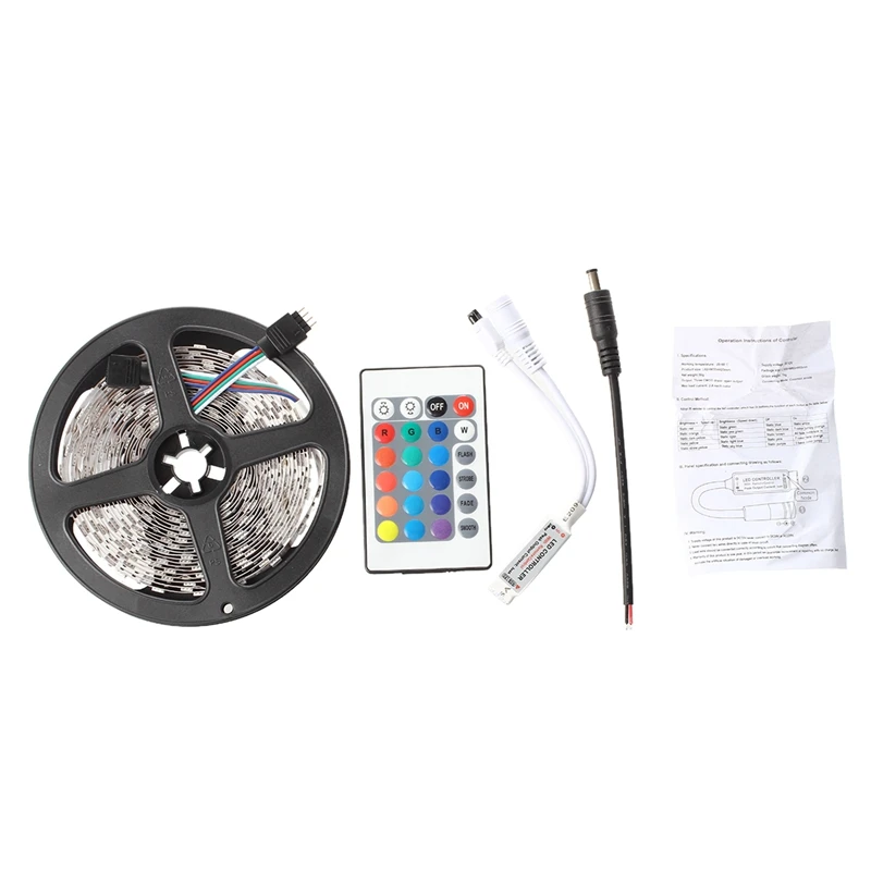 5M 5050 SMD 300 RGB светодиодный светильник 12V DC декор+ мини контроллер с 24 кнопками