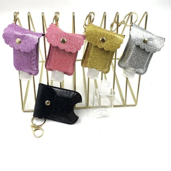 

1pc 60ml Empty Pu Keychain Holder Travel Bottle Refillable Container Reusable Portable Mini Squeeze Bottle Organizer