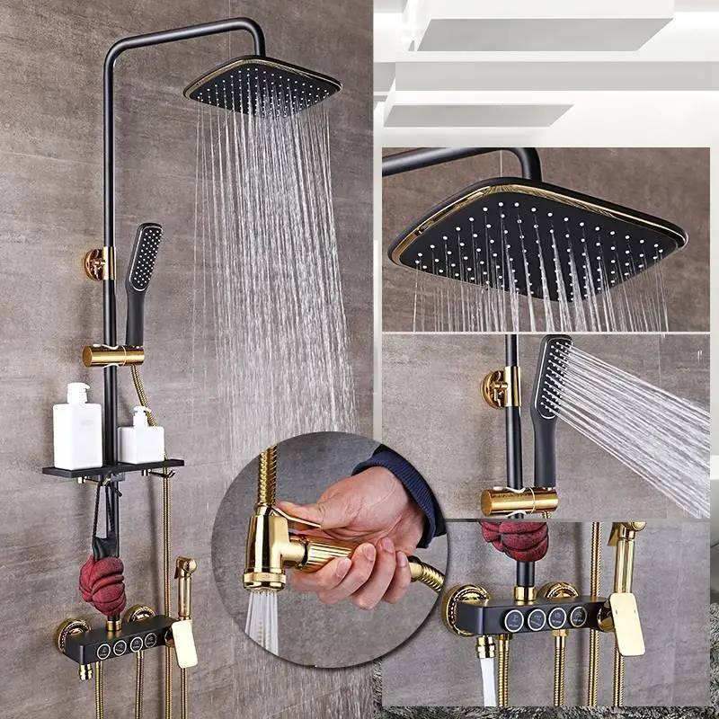 Conjunto Colonne Black Regadera De Douchette Piscina panel Ducha Douche Eletrico Chuveiro Do Banheiro Душевая система для ванной комнаты - Цвет: MODEL E