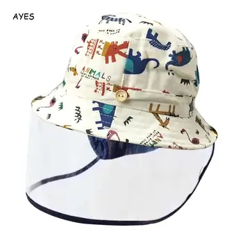 

Cute Cartoon Bucket Hats With Droplets-Proof Bucket Hat With Protective Face Mask Particulate Respirator Hat Sun Protection