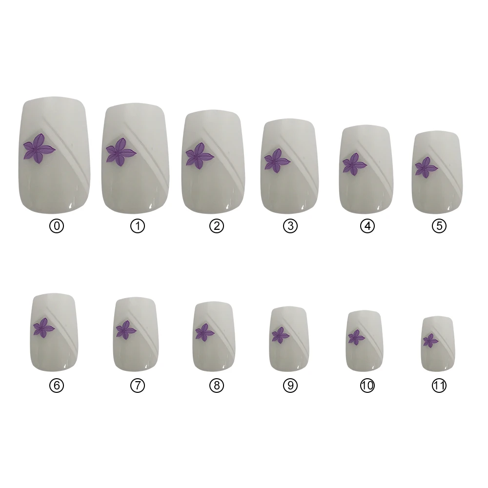 24Pcs False Nail Tips Flower Pink Heart Fashion Full Cover Fake Nail Art Decoration Young Designs Manicure Nails Tip Set8