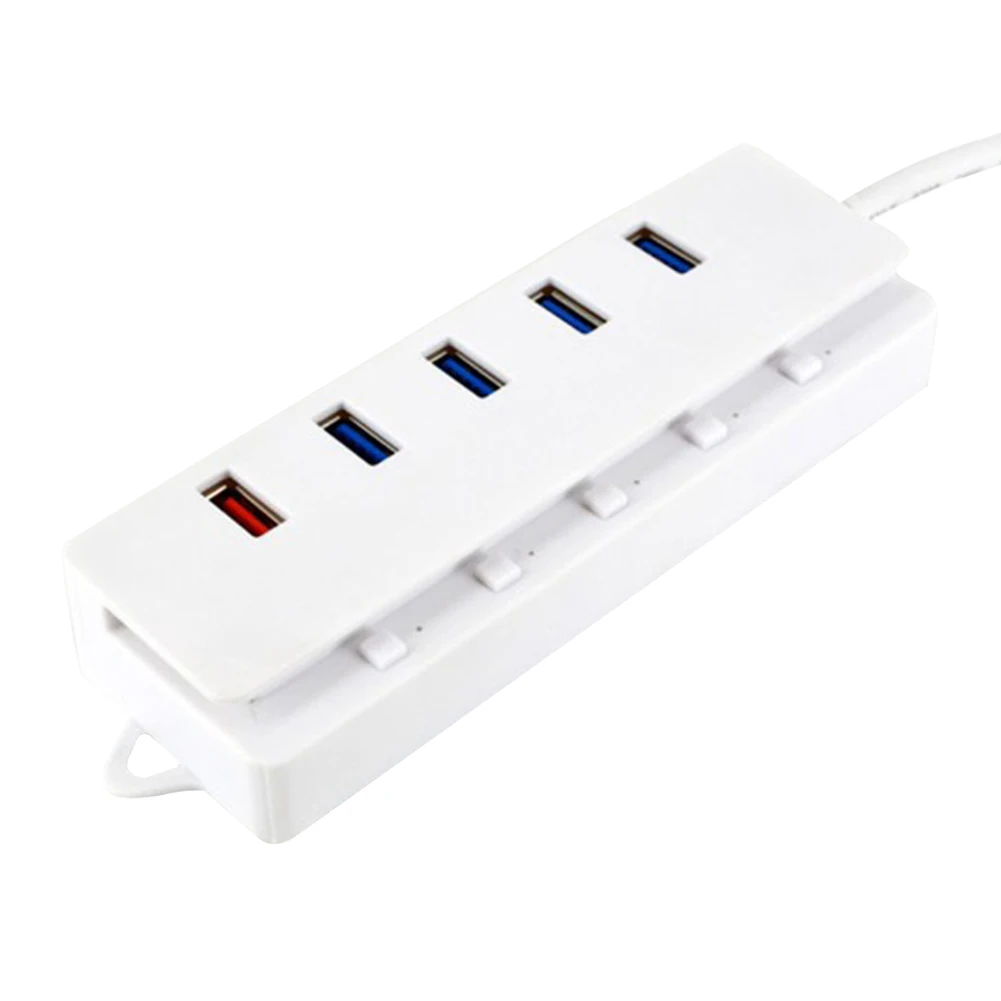 Белый Практичный адаптер питания с 5 портами, профессиональный usb-хаб для зарядки, компьютерный разветвитель, аксессуары для выключения, световой светильник - Цвет: Белый