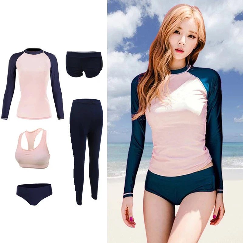 4/5Pcs/set Swimwear Women Rash Guards Swimsuit Women's Diving Suit Sun