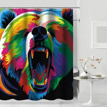 

MTMETY Waterproof Shower Curtains Bathroom Curtain Animal doodle Cartoon Bath Screen Set For Kids Room Decorative For Home