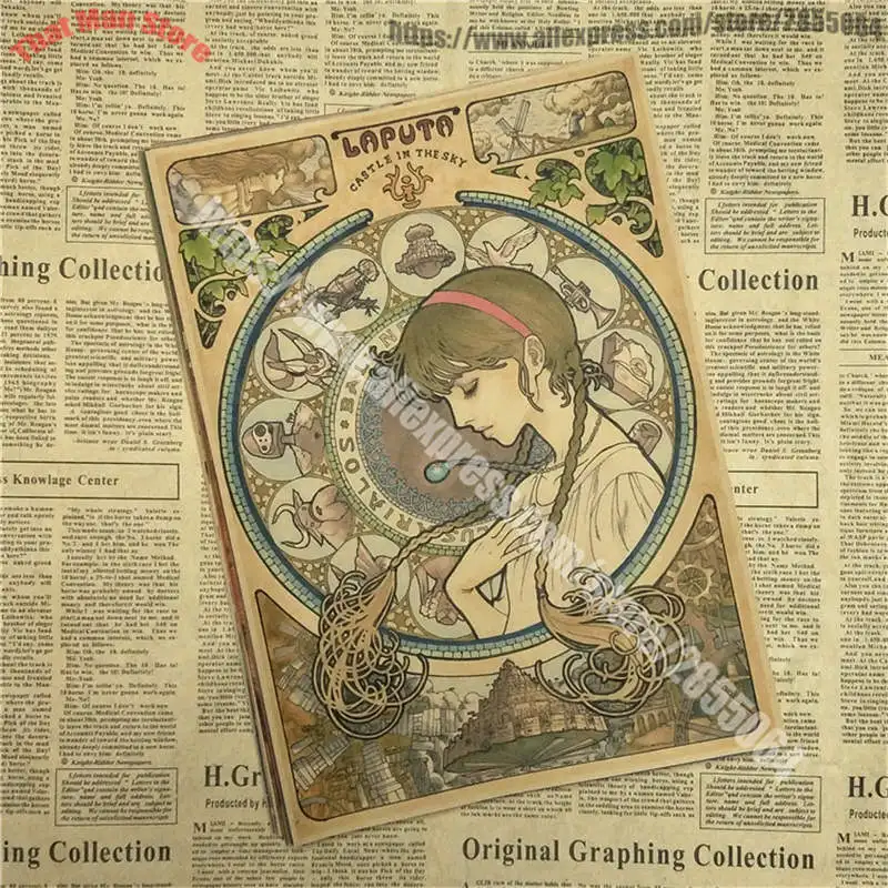 Винтажный мультфильм аниме Тоторо Хаяо Миядзаки Унесенные призраками плакат для кафе детский домашний декор бумага для поделок в стиле ретро стикер на стену