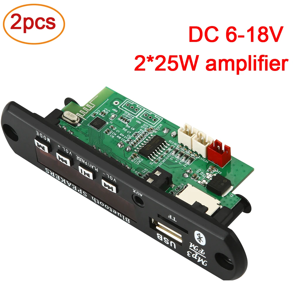 2 шт./упак. 2*25W 50W усилитель MP3 WMA плеер декодер плата 6V-18V Bluetooth 5 0 Автомобильный FM